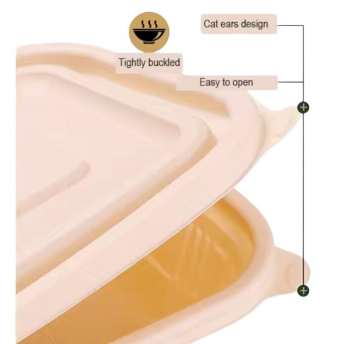 Biodegradable, Compostable Cornstarch 1000ml Rectangle Takeaway Lunch Box (10 pack)