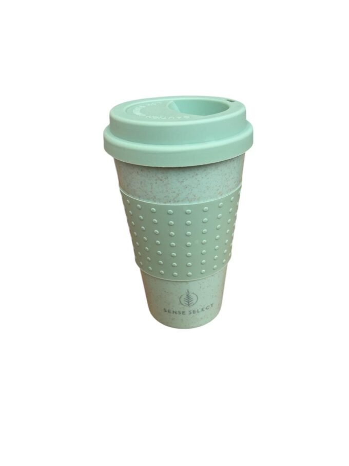 Wheat Straw Fiber Cup with Silicon sleeve - Green (330ml)