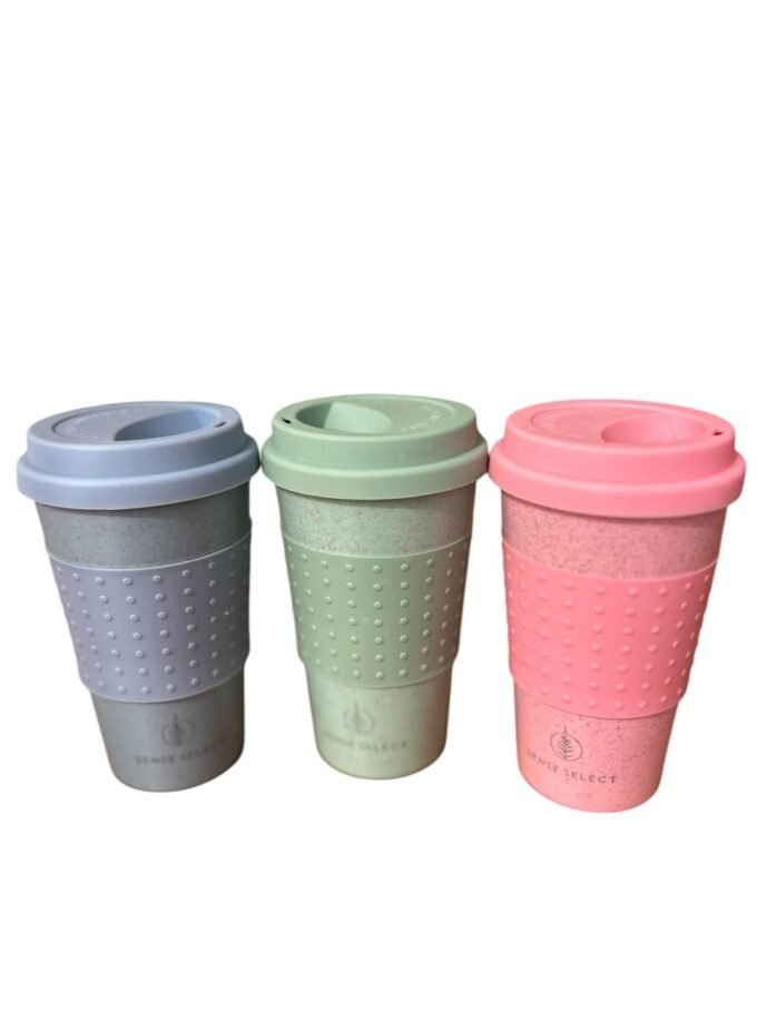 Wheat Straw Fiber Cup with Silicon sleeve - Green (330ml)