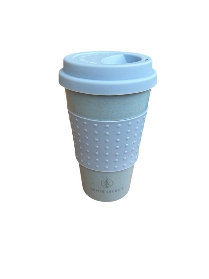 Wheat Straw Fiber Cup with Silicon sleeve - Blue (330ml)