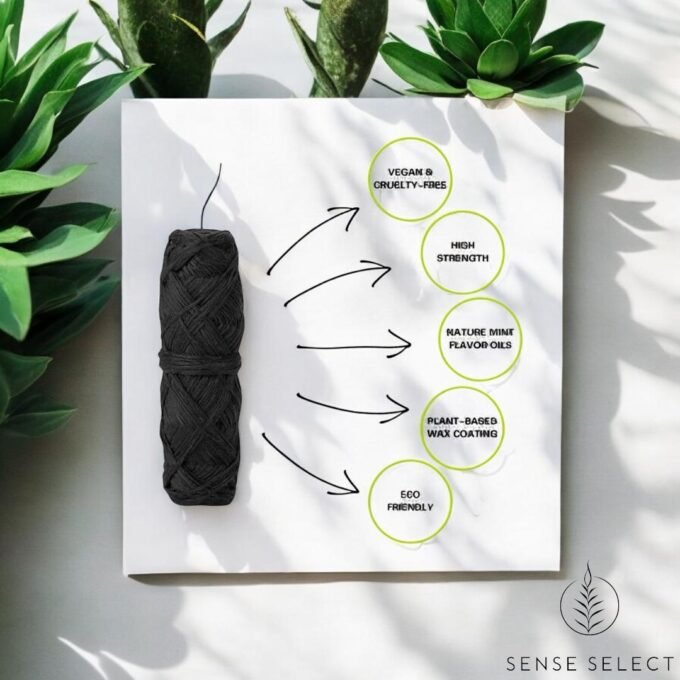 Natural and Biodegradable Charcoal Floss with mint flavor