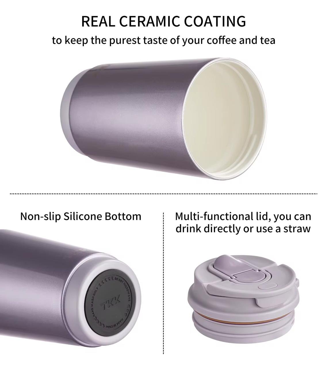 TKK Premium Quality Stainless Steel SUS316, Ceramic Coated Travel Coffee Mug , Perfect Daily Companion - 400ml